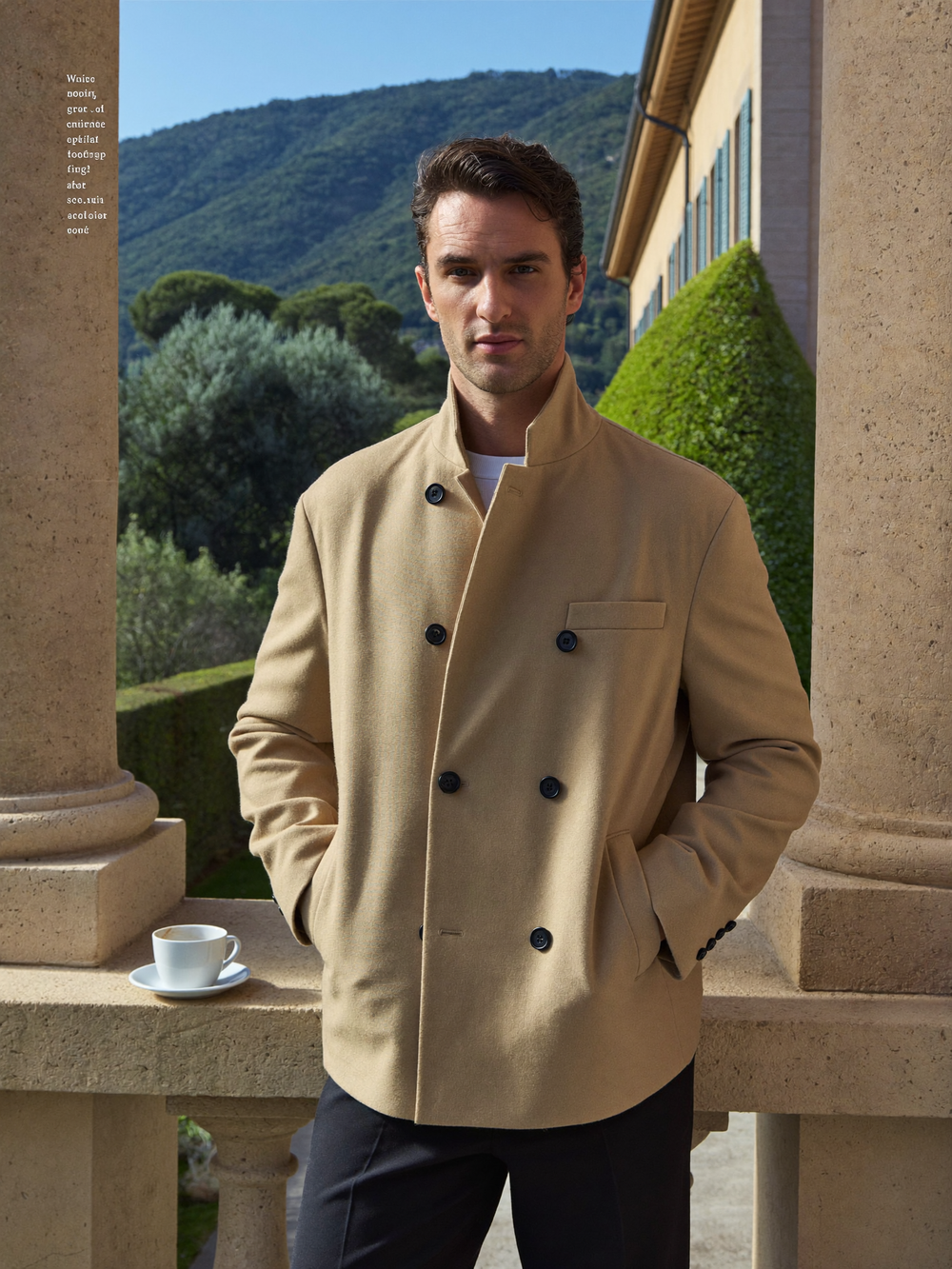 Orvane Cashmere Zip Jacket in Sand — editorial