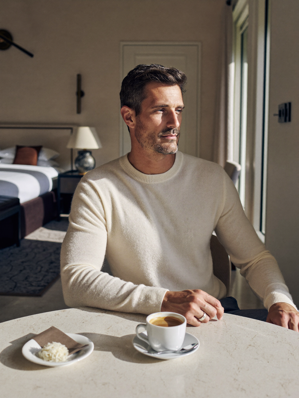 Orvane Merino Crewneck in Ivory — editorial