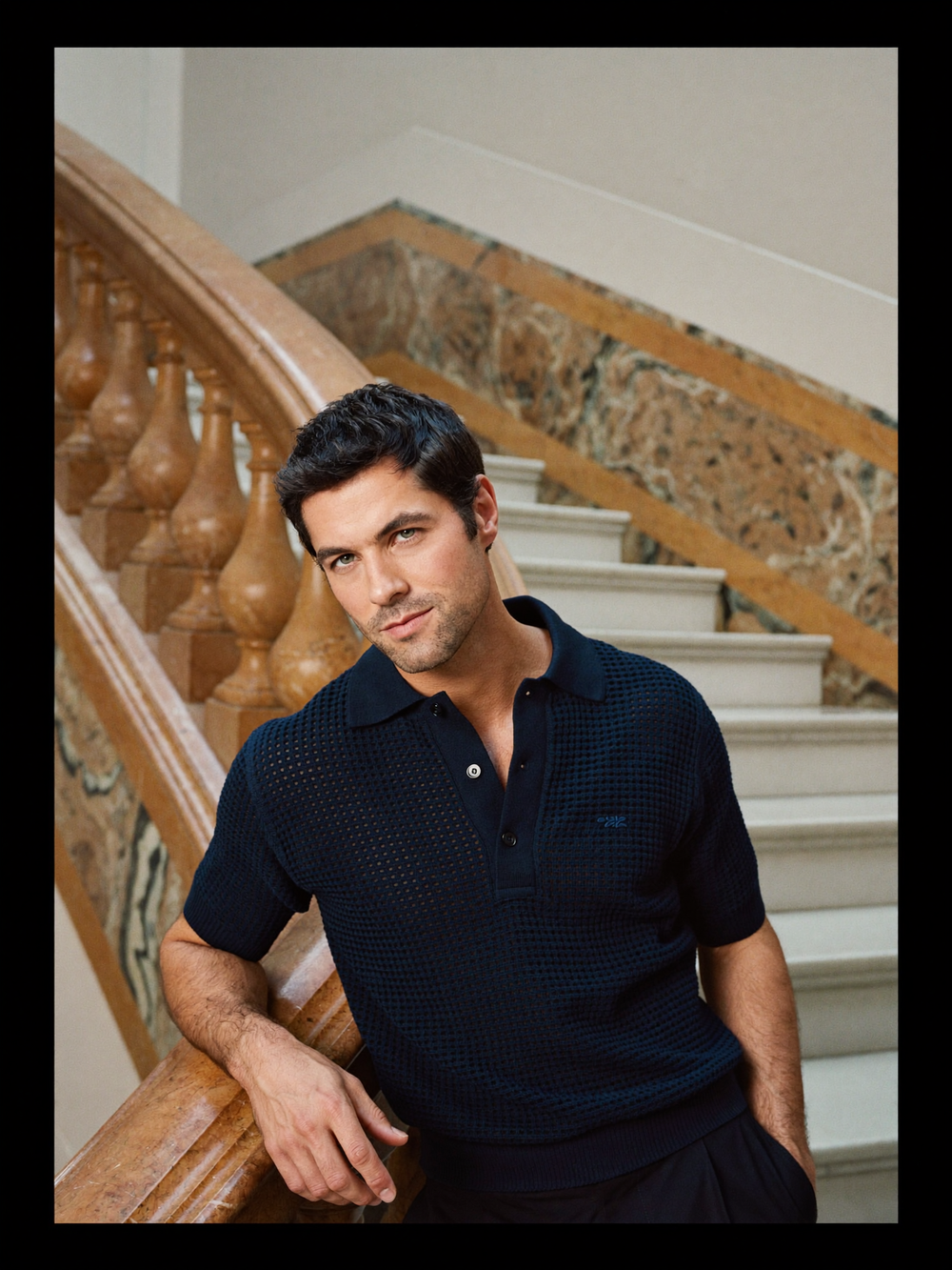 Orvane Luxury Polo in Navy — editorial